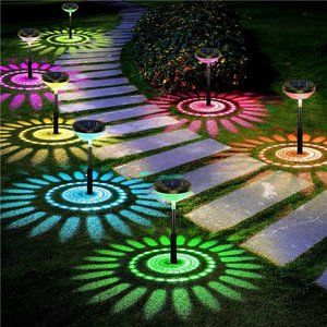 Bright Solar Pathway Lights 6 Pack,Color Changing+Warm White LED Solar Lights
